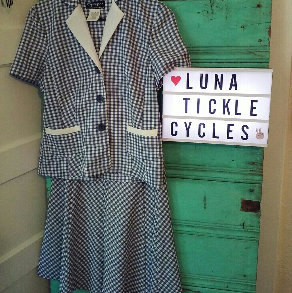 🌙Vintage 2-piece Seersucker Skirt Suit - Picture 6 of 11